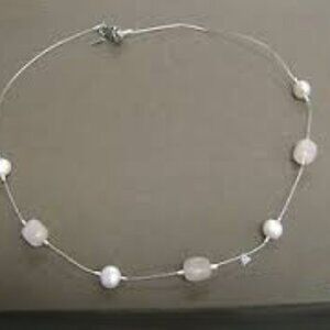 Retired Silpada Pink Freshwater Pearl & Rose Quartz Sterling Silver Necklace